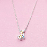 wholesale S925 Silver Christmas Series Giraffe Enamel Pendant Necklace for Women D3009-S925 Silver Necklace 925 Silver