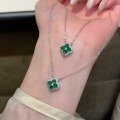wholesale S925 Sterling Silver Natural Weitian Jade Four-Leaf Clover Necklace Small Cabochon Bright Green Light Luxury New Chinese Classic Collarbone Chain-0-3