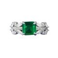 wholesale S925 Metal New 7*7mm Simulated Emerald Ring Simple Style for AliExpress-0-4