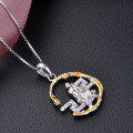 wholesale S925 Silver Vintage-inspired Rhinestone Pendant Necklace, Korean and Japanese Style Cross-border Circular Choker for Women-0-2