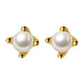 wholesale S925 Silver Stud Earrings for Women, Mini Four-Paw Pearl, Small and Simple Elegant Screw Earrings for Healing Ear Piercing G2026-0-4