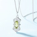 wholesale S925 Sterling Silver Japanese-style New Antique Picture Frame Synthetic Lemon Stone Pendant Fashion Elegant Necklace Wholesale-0-2
