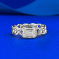 wholesale S925 Silver White Gold 5*7 Rectangular Zircon Cuban Ring Chain Hollow-Out Personality Live Cross-Border-0-0