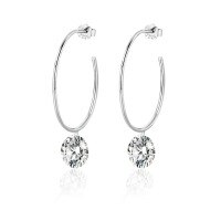 wholesale 925 Silver Trendy Moissanite Hoop Earrings for Women, High-End Luxury Style, Hypoallergenic, Colorfast, Circular Earrings-Moissanite 2 carats*2