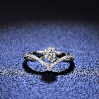 Silver Moissanite Princess Crown Ring for Live Streaming Supply-50 points (D color moissanite)  9 size