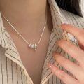 wholesale S925 Sterling Silver Small Vertical Bar Swarovski Pearl Necklace for Women, Japanese and Korean Style Light Luxury Fashion Collarbone Chain, New Trend-0-4