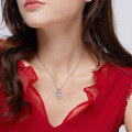wholesale S925 silver colored gemstone ruby zircon heart-shaped love pendant women's pure silver collarbone chain-0-1
