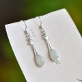 wholesale Gold-plated 925 silver inlaid with Hetian jade earrings, with certificate, Hanfu cheongsam ear drops, personalized waterdrop jade ear accessories-0-6