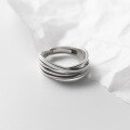 wholesale Sterling Silver S925, Thai Silver Irregular Multi-Layer Line Ring for Women, Ins Distressed Retro Style Trendy Hand Accessory R00992-0-0