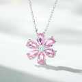 Sterling Silver Necklace with Flower Pendant and Zircon Chain-0-1