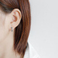 wholesale S925 Sterling Silver Korean Style Elegant Textured Earrings with Distressed Retro Chain Design and Twist Ear Clips-0-3