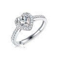 925 Sterling Silver Princess Escape Heart Moissanite Ring-0-3