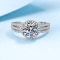 wholesale 925 Sterling Silver Women's Jewelry Factory Direct Supply Supports Any Appraisal 2-Carat Moissanite Ring Six-Prong Engagement Ring-0-1