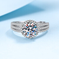 wholesale 925 Sterling Silver Women's Jewelry Factory Direct Supply Supports Any Appraisal 2-Carat Moissanite Ring Six-Prong Engagement Ring-8m Zircon No. 19