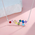 wholesale S925 Silver Rainbow Candy Tourmaline Necklace for Women, Luxe Fashionable Versatile High-End Pendant Collarbone Chain-0-0