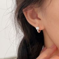 wholesale S925 Sterling Silver Brushed Round Ball Earrings Women Japanese and Korean New Small Fashion Luxury Versatile Earrings Trendy-Sterling silver