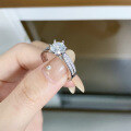 wholesale Sterling Silver Moissanite Ring Wedding Engagement Proposal for Women Six-Prong Star Light Queen Moissanite Ring D Color 1 Carat Wholesale-0-3