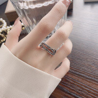 wholesale S925 Silver Retro Vintage Forked Chain Style Trendy Creative Design Open Adjustable Ring-YJ1000/approx. 2.6g Adjustable opening