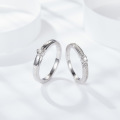 wholesale Metal material first: new fashionable minimalist style couple's pair of rings, silver set with moissanite engagement rings for boyfriend and girlfriend-0-3