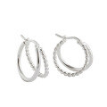 wholesale S925 Sterling Silver Korean Version INS Minimalist Double-Layer Hoop Twist Braided Women's Earrings Clutch Ear Cuff Versatile Earrings-0-4