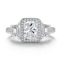 S925 Silver Geometric Zirconia Ring for Women's Wedding Proposal-0-1