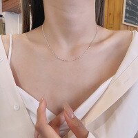 wholesale S925 Sterling Silver Korean-style Trendy Geometric Patchwork Necklace, Ins Creative and Versatile Women's Collarbone Chain-552L/approximately 2.3g>925 silver