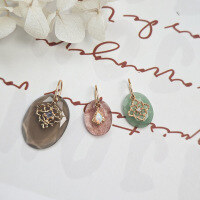 wholesale S925 Sterling Silver Royal Style Smoky Quartz Pendant with Hollow-Out Lace Necklace for Dunli Jewelry's Summer New Collection-Smoky Quartz/Iolite Pendant (Chain Not Included)  925 Silver