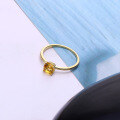 wholesale S925 Sterling Silver Gold-Plated Japanese Light Luxury Minimalist Natural Citrine Birthstone Ring for Women Ready-to-Ship Wholesale-0-5