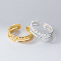 wholesale S925 Sterling Silver Fresh Sweet Ins Style Niche Design Exquisite Chain Double-Layer Ring R02784-0-1