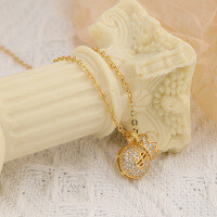 wholesale S925 Sterling Silver Lucky Bag Pendant European and American Style Elegant Necklace Women's Collarbone Chain Cross-Border New Product SHEIN Best-Selling Accessory-Gold 925 silver