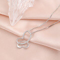 wholesale S925 Sterling Silver Versatile Double Heart Sweet Pendant Women's Simple and Fashionable Zircon Necklace Gift for Girlfriend-0-0