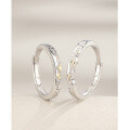 wholesale 925 Sterling Silver Star Couple Rings, Small and Unique Birthday Gift for Girlfriend-0-3