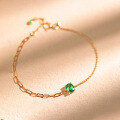 wholesale S925 sterling silver oval green zircon bracelet for women, elegant, stylish, and versatile-0-1