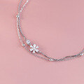 wholesale S925 Sterling Silver Fresh and Sweet Ins Style Niche Design Inlaid Floral Round Diamond Double-Layer Bracelet S7492-0-4