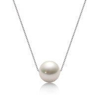 S925 Sterling Silver Geometric Hollow Natural Freshwater Pearl Necklace-Lulutong Pearl Necklace [White Gold]  925 Silver