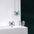 wholesale 925 Silver Butterfly Necklace by Shipei Jewelry with 15ct 5*7mm Rectangular Zambia Color Lab-grown Emerald 40+5-0-1