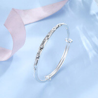 wholesale 999 solid silver starlight round rod push-pull bracelet, genuine solid gift for girlfriend or best friend, wholesale bracelets-SZ007032-4/approx. 34g 999 sterling silver