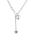 wholesale S925 Sterling Silver 3D Heart Star Tassel Necklace Retro Luxury Minimalist Design Women's Collarbone Chain-0-4