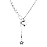 wholesale S925 Sterling Silver 3D Heart Star Tassel Necklace Retro Luxury Minimalist Design Women's Collarbone Chain-108L/approximately 10.2g 925 silver