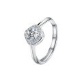 Sterling Silver Moissanite Six-Prong Light Luxury Adjustable Ring for Wholesale Social Media Live Streaming-0-3