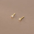 wholesale S925 Sterling Silver Korean-style Mini Square Ear Piercing Earrings for Women, Simple Diamond-studded Ear Accessories G2289-0-3