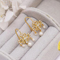 wholesale S925 Silver Plated 14K Gold Vintage Japanese-style Light Luxury Pearl Earrings-0-3