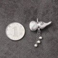 wholesale 999 Sterling Silver Vintage Gourd Ruyi Tassel Pendant DIY Accessories Necklace Cord Silver Jewelry Parts-0-1