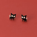 wholesale S925 Sterling Silver Korean Style Minimalist Fashion Black Cat Stud Earrings Summer Fresh Student Ear Jewelry M00657-0-4