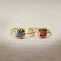 wholesale 925 Sterling Silver Japanese Retro Royal Style Square Green Chalcedony Exquisite Carved Red and Blue Ring Elegant Band-Blue Spinel Ring>Size 17
