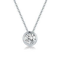 wholesale S925 Gold-Plated Necklace with Moissanite Bubble Pendant Source Collarbone Chain Cross-Border European and American Wholesale Manufacturer-1ct zircon yellow gold &gt; 925 silver