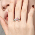wholesale S925 Sterling Silver Cross-Border New Women's Closed Ring with Drop Zirconia and Bow Design Wholesale-0-1