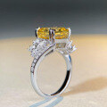 wholesale S925 Sterling Silver New Women's Original Design Fashion European and American Style Yellow Diamond Radiant Cut Ring Wholesale-0-2