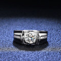 Platinum-Plated 925 Sterling Silver Solid Moissanite Men's Ring, Boss Style, Precision Crafted for E-commerce-0-0