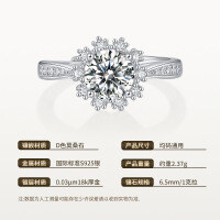 Sterling Silver Moissanite Ring, Winter Ice Snow Theme, Luxury Pavé, Niche Fashion Cross-Border Jewelry.-Closed-cut US size 7  6.5mm/1 carat moissanite/S925 sterling silver